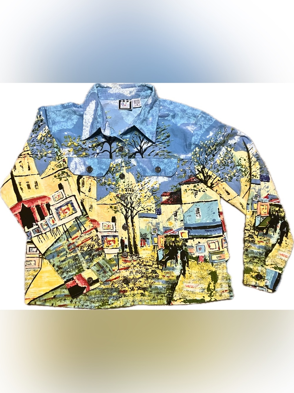 Scenic Print Blue Painting Jacket